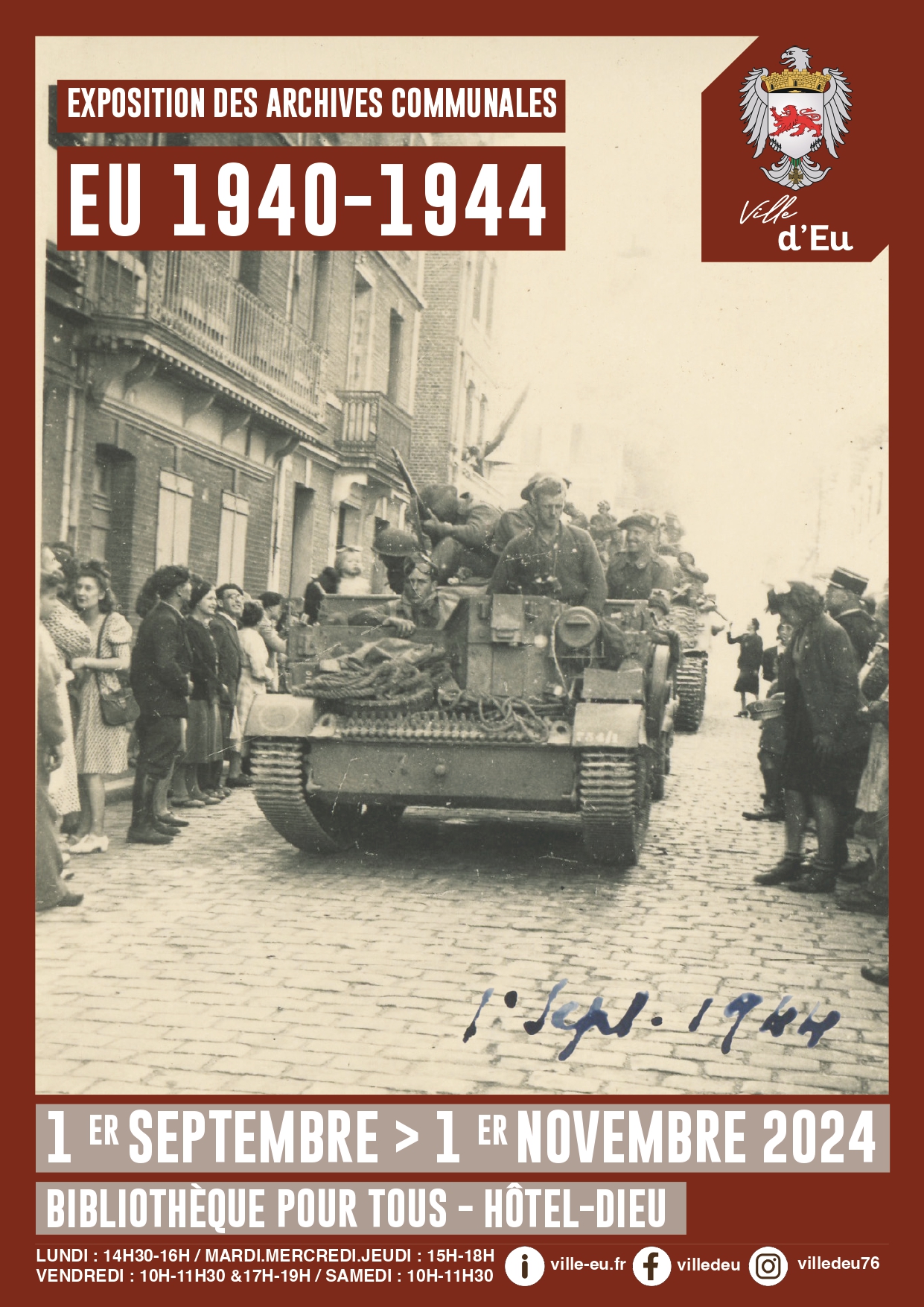 Exposition des archives communales : Eu 1940 - 1944 Du 1 sept au 1 nov 2024