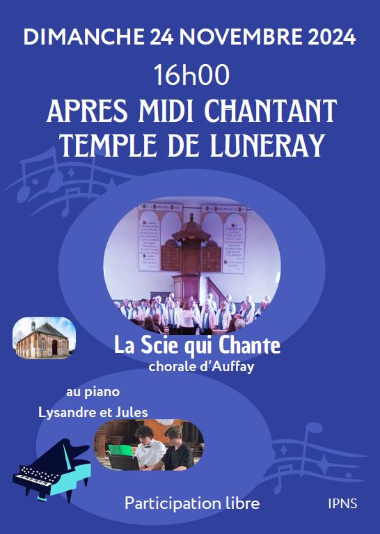 Après-midi chantant - Temple de Luneray Le 24 nov 2024