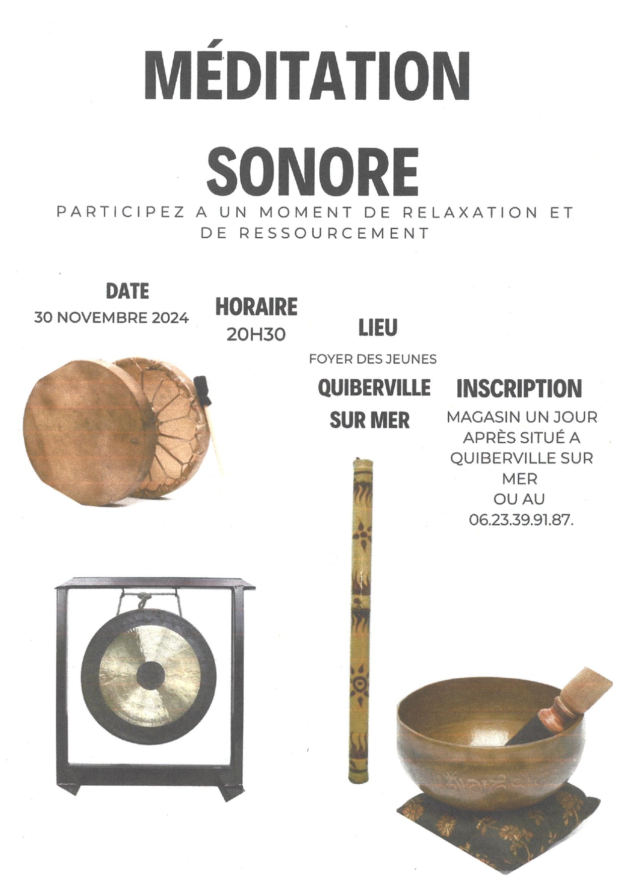 Méditation sonore Le 30 nov 2024