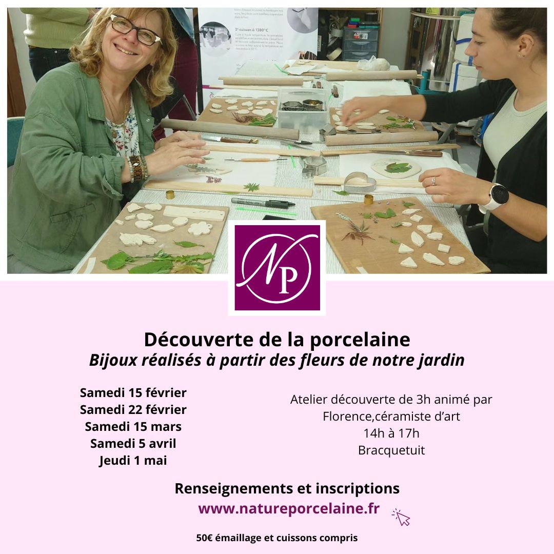 Atelier bijoux en porcelaine Du 23/3/2024 au 1/5/2025