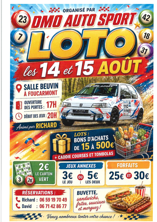 14-15 août - loto - mairie Foucarmont 14-15 août - loto