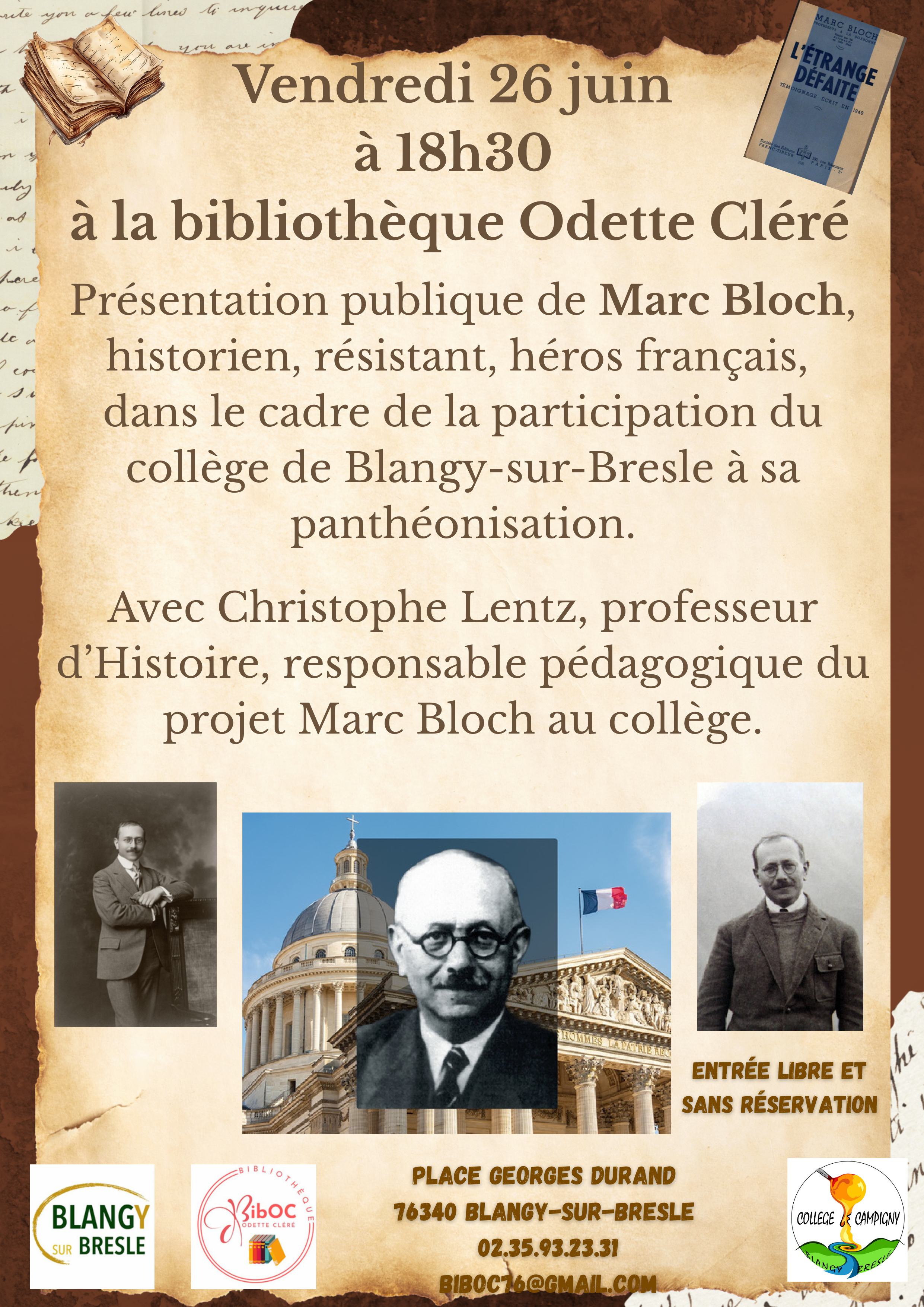26 Juin - Marc Bloch à la BibOC - ©C.lentz-biboc76-2026 26 Juin - Marc Bloch à la BibOC