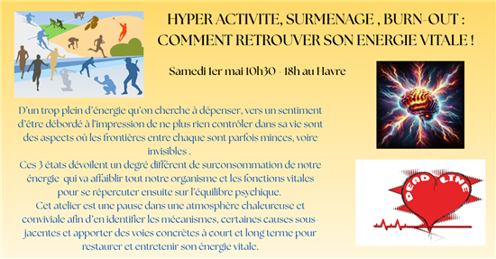 Atelier: Surmenage , burn-out et comment retrouver de l'énergie