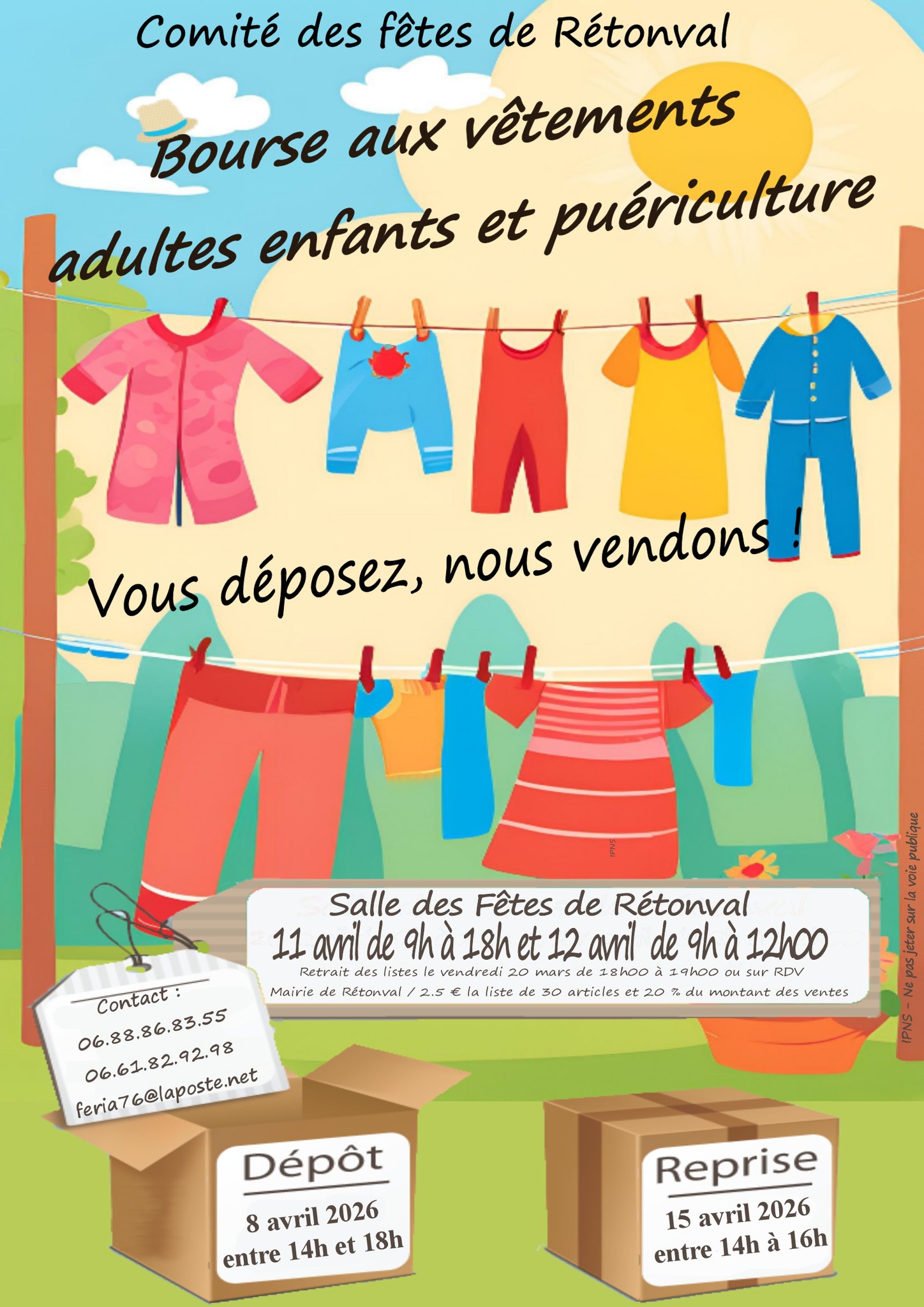 Bourse aux vêtements - 11 et 12 avril - ©comité des fêtes Bourse aux vêtements - 11 et 12 avril
