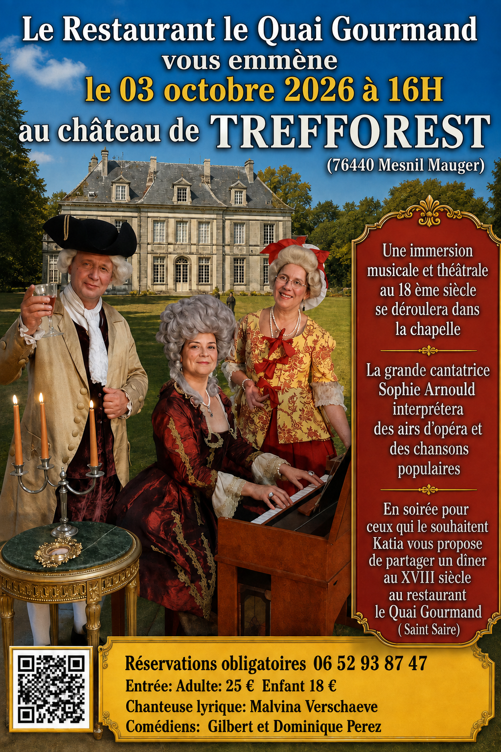Le Quai Gourmand et le Château de Trefforest vous invitent à un voyage au XVIIIe siècle